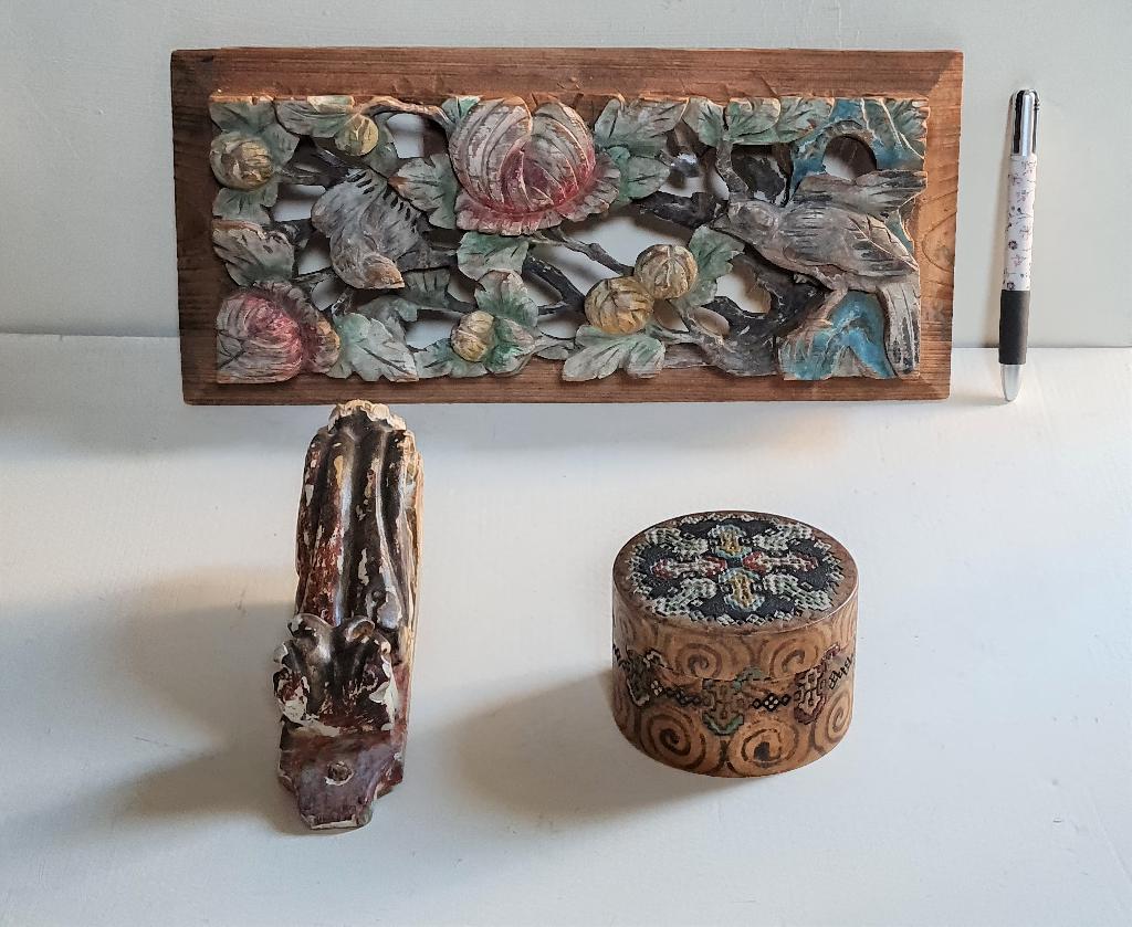 FOLK ART hout sculpturen, Antiek en Kunst, Kunst | Beelden en Houtsnijwerken, Houtsnijwerk, Handgemaakt, Ophalen of Verzenden