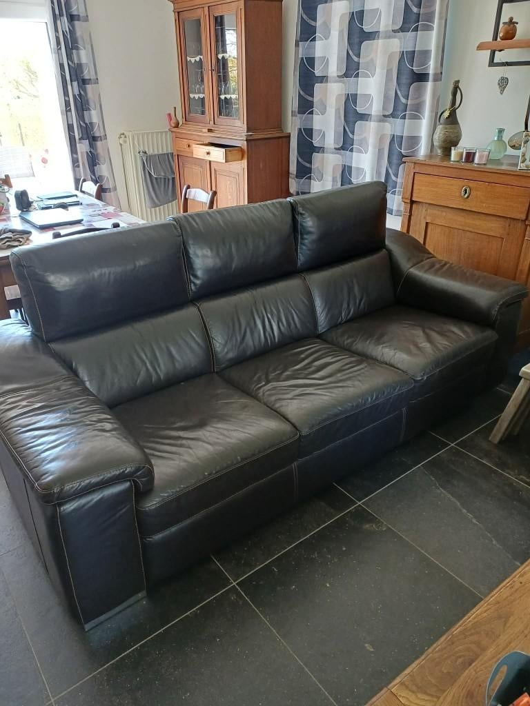 salon en cuir, 100 à 125 cm, Cuir foncé, Quatre personnes ou plus, Moins de 150 cm