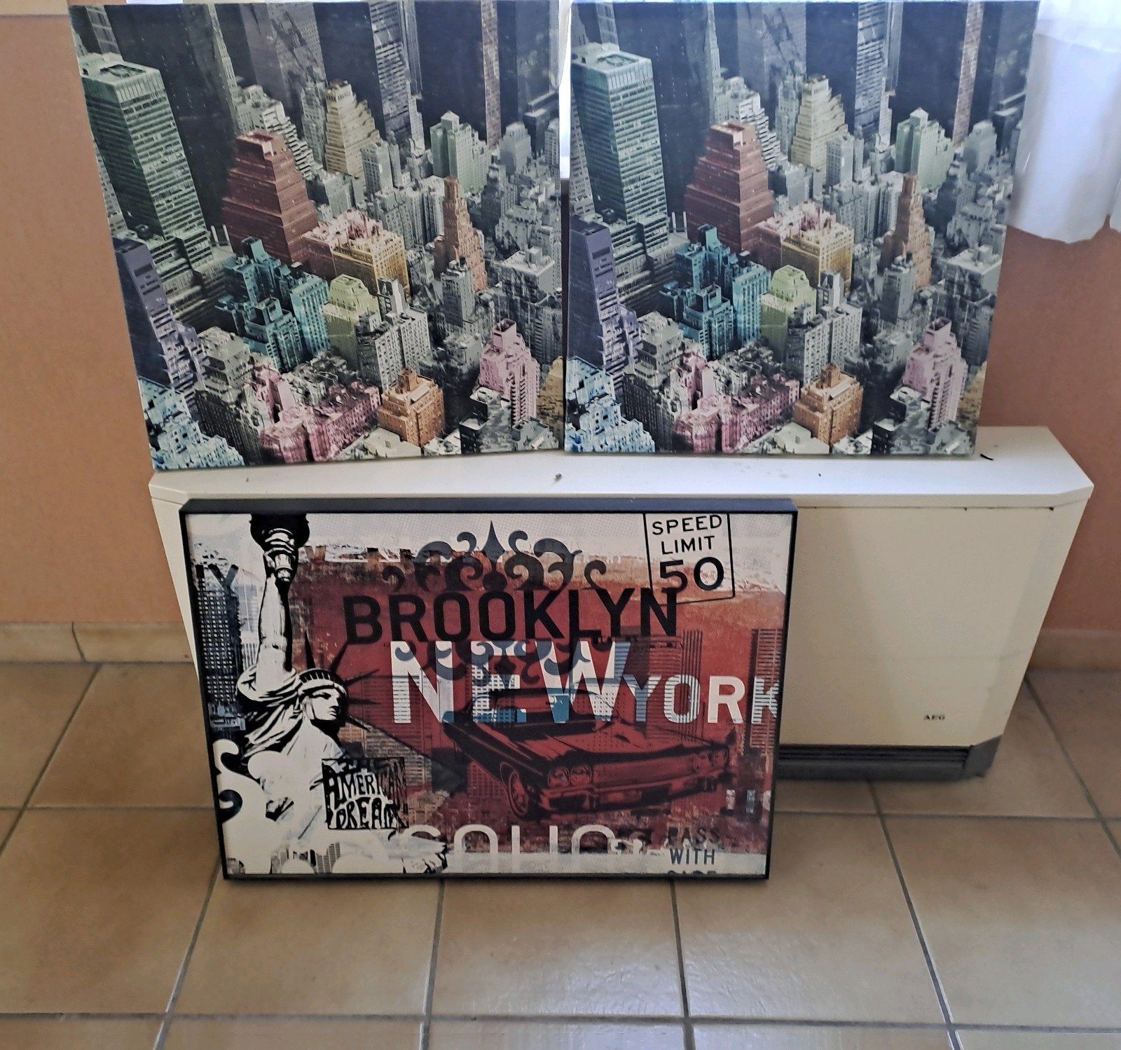 3 x Wand decoratie New york, Huis en Inrichting, Ophalen of Verzenden, Groen