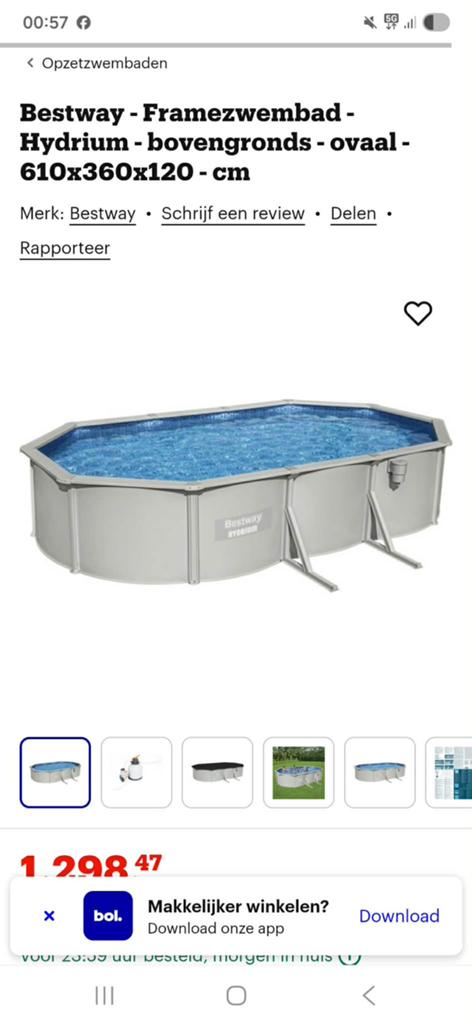 Bestway framezwembad 610x 360x 120, 300 cm of meer, Zo goed als nieuw, Ovaal, Ophalen