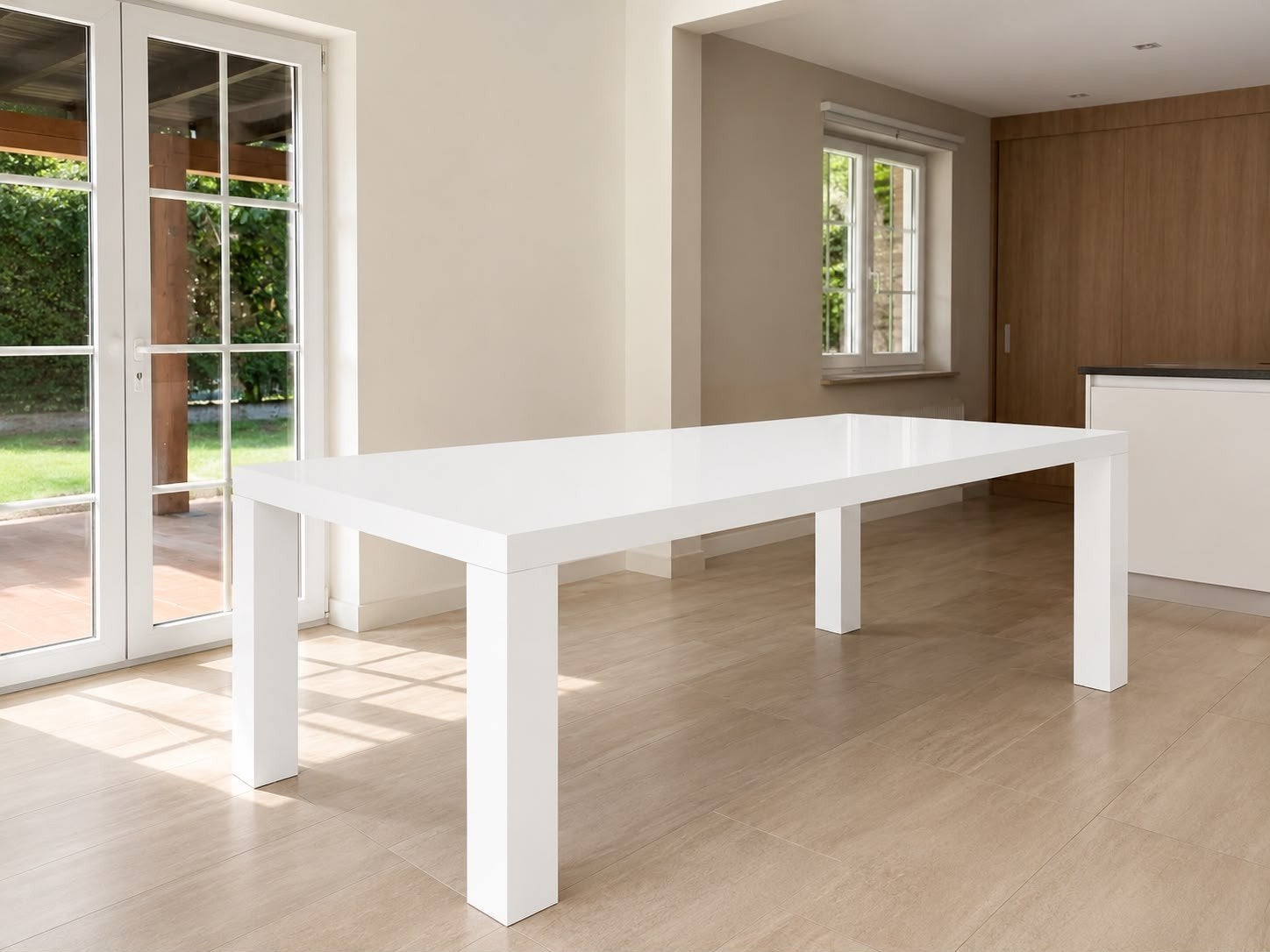 Moderne witte IKEA eettafel, Huis en Inrichting, Tafels | Eettafels, Ophalen, Gebruikt, 50 tot 100 cm, Vijf personen of meer