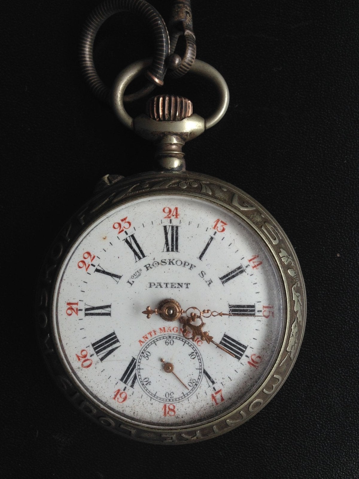 Zakhorloge Roskopf 1906 zilver, Handtassen en Accessoires, Horloges | Antiek, Ophalen of Verzenden, Zilver, Zakhorloge