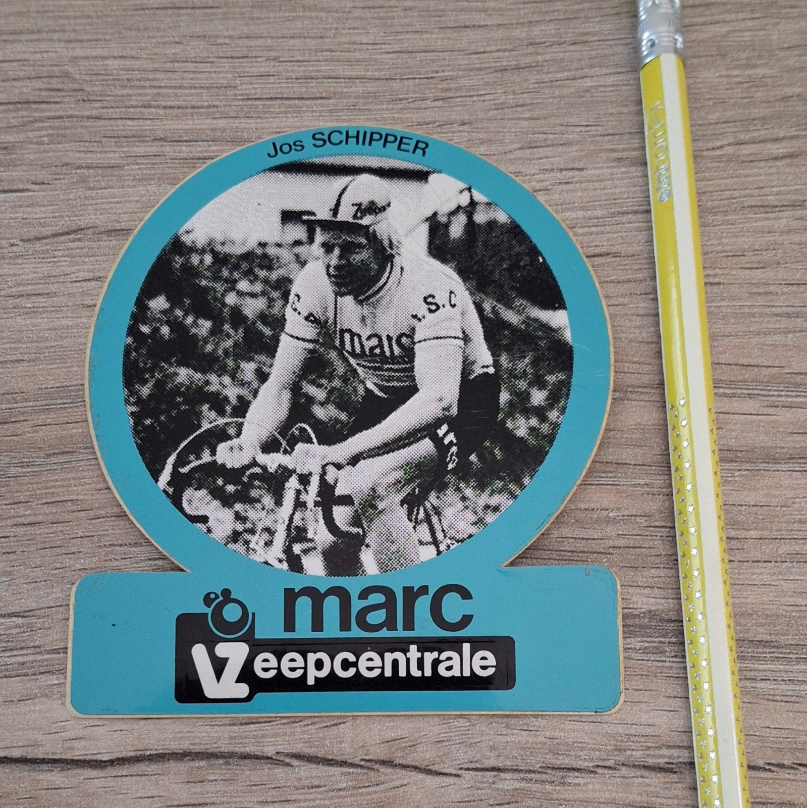 Vintage sticker wielrennen Jos Schipper Marc Zeepcentrale, Ophalen of Verzenden, Zo goed als nieuw, Sport