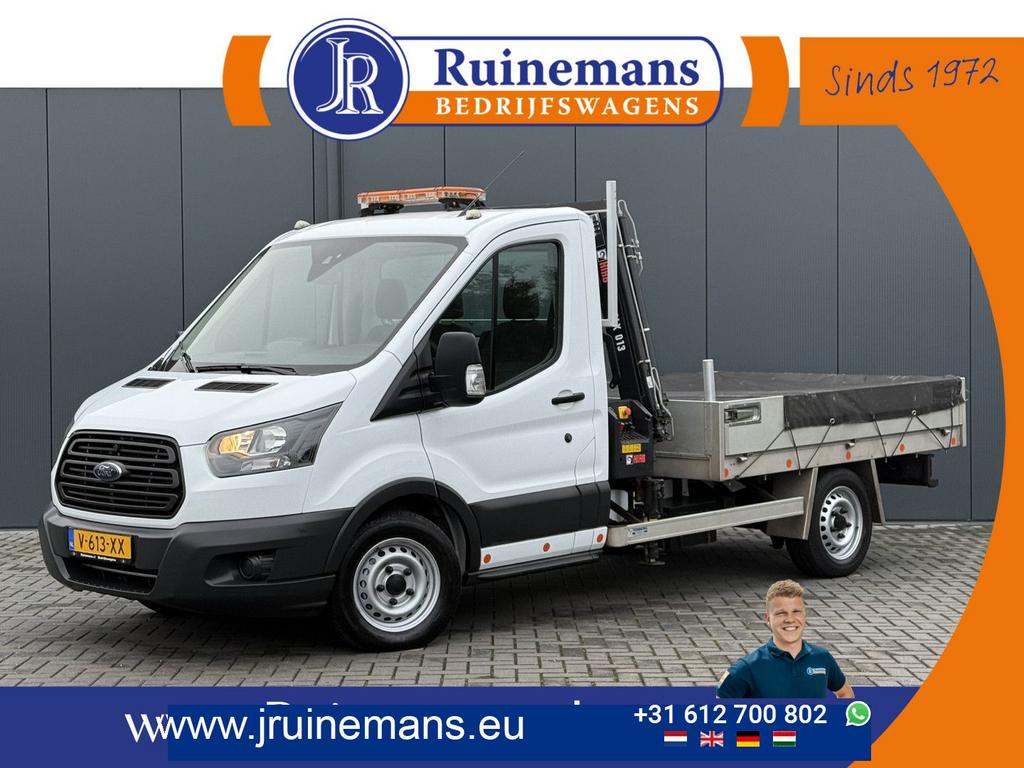 Ford Transit 2.0 TDCI EURO 6 / PICK UP / HIAB KRAAN T-CLX 01, Auto's, Wit, Ford, Onderhoudsboekje, 179 g/km