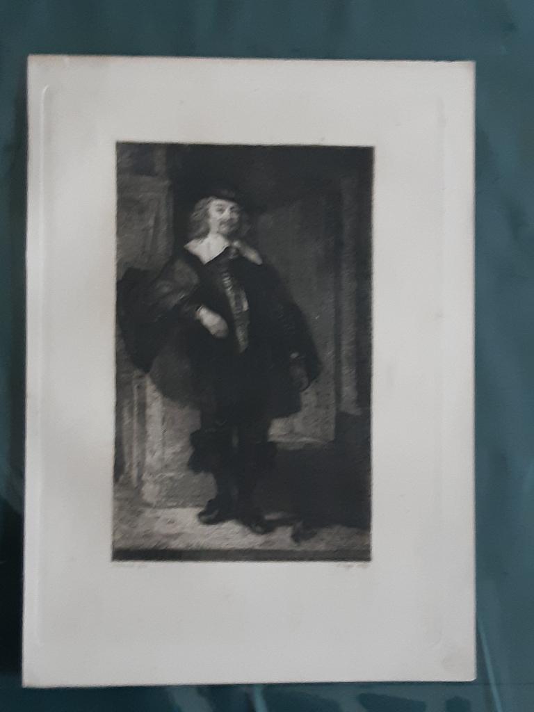 ets William Unger (1886) naar Rembrandt, 31 cm, Eau-forte, 23 cm, Portrait