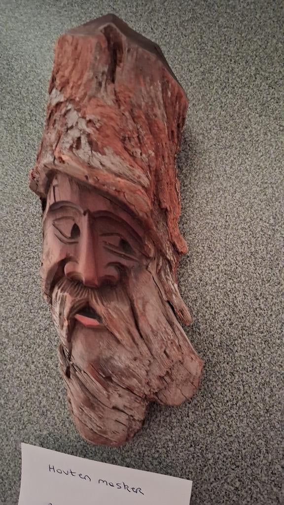 Houten maskertje, Hout, Ophalen of Verzenden, Bruin, Klassiek