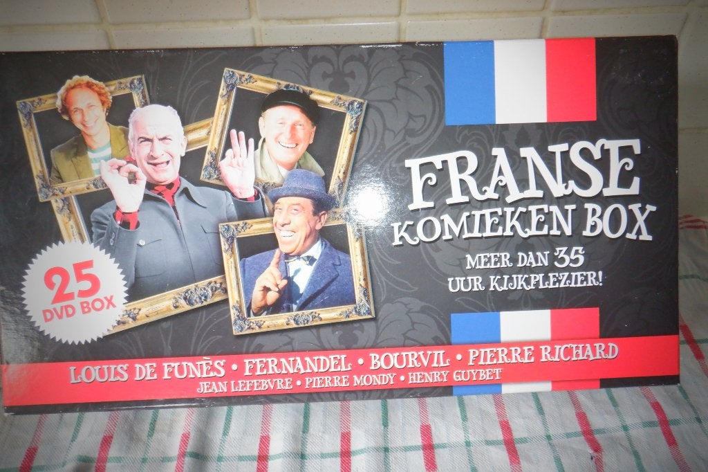 DVD Franse Komieken BOX 25 DVDBOX., CD & DVD, Comédie d'action, Enlèvement ou Envoi, Tous les âges, Français