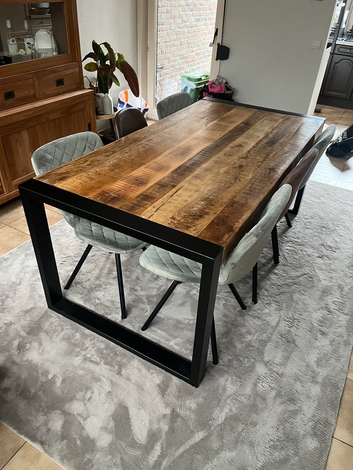 Mangohouten eettafel, 150 à 200 cm, Cinq personnes ou plus, Comme neuf, Enlèvement