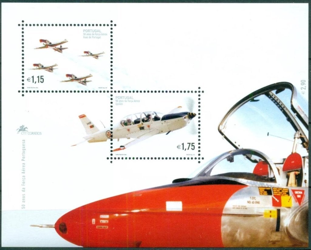 PORTUGAL 2002 50j. Luchtmacht Blokje, Michel: B-177, Postfri, Verzenden, Postfris, Vliegtuigen