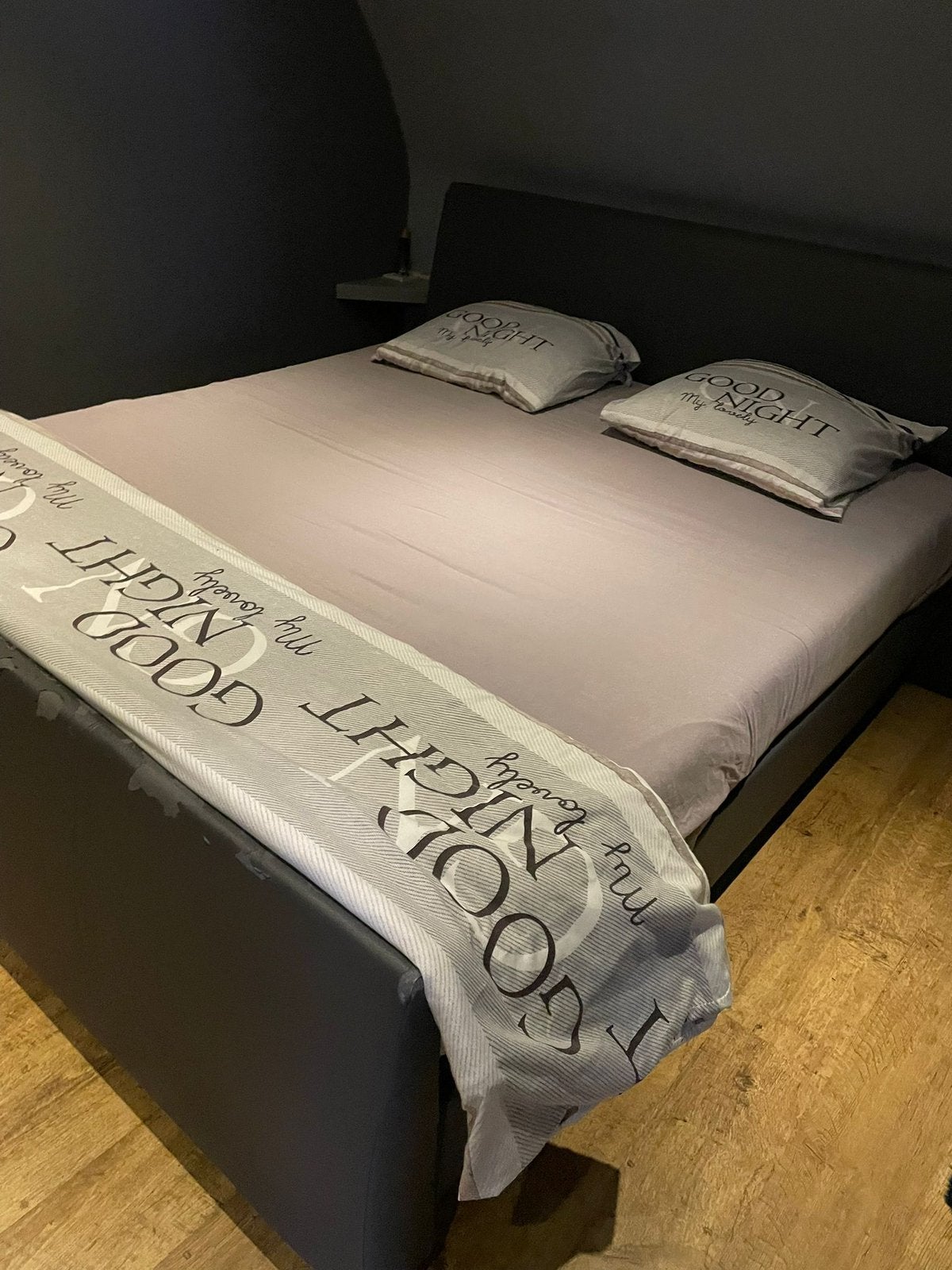 Tweepersoons boxspring, Maison & Meubles, Gris, Enlèvement, Utilisé, 180 cm