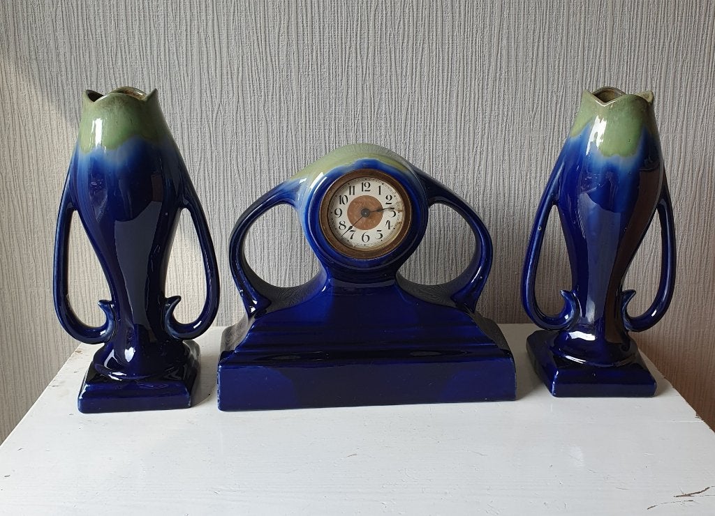 Ensemble de cheminée Art déco Thulin, 3 pièces, vers 1930, Enlèvement ou Envoi