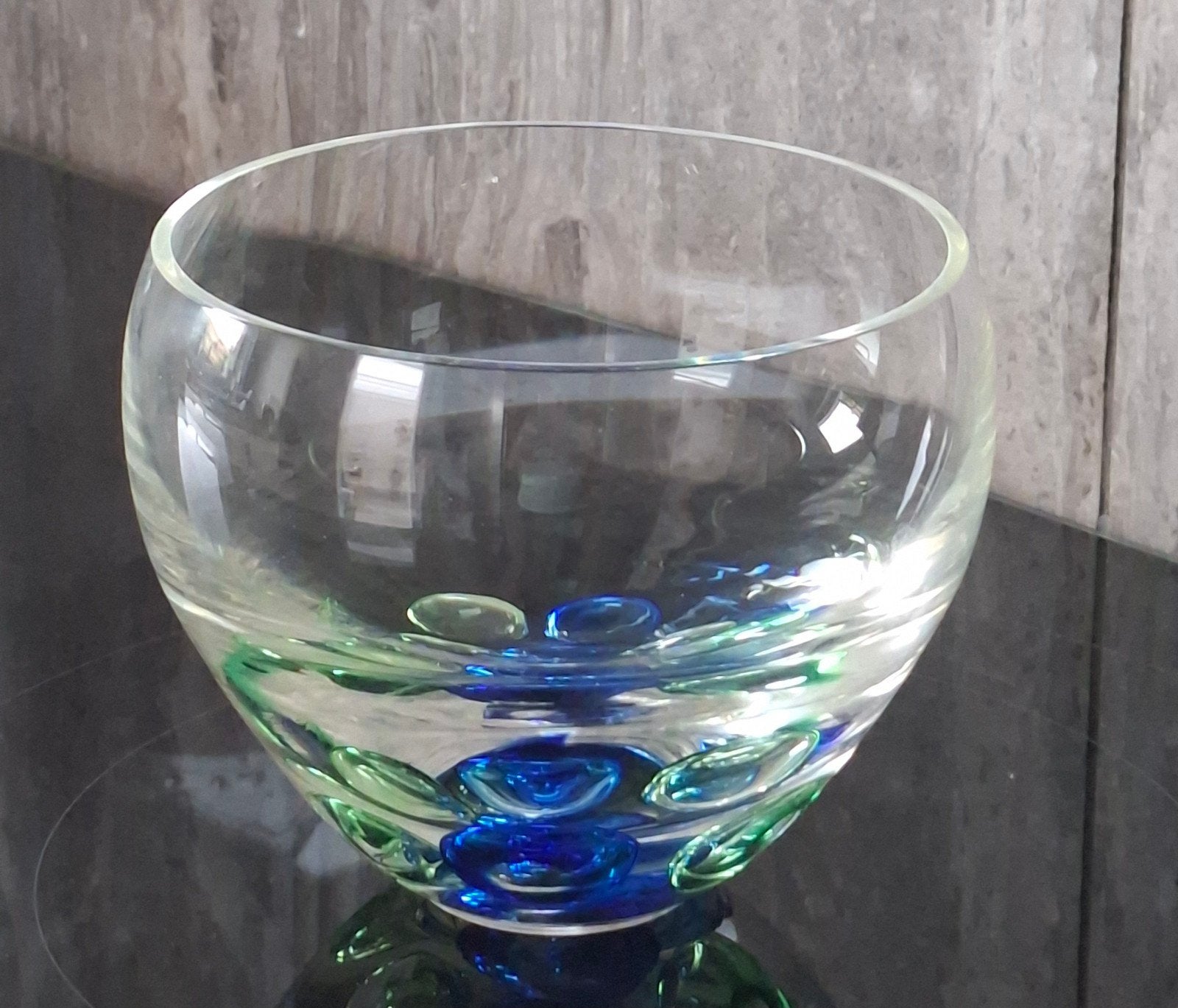 Vase de collection Bubble blue verrerie Langham Glass, Antiek en Kunst, Ophalen
