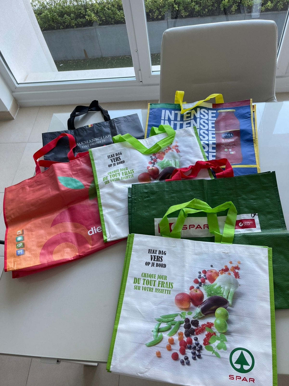 Set van 6 stevige, herbruikbare boodschappentassen (NIEUW), Handtassen en Accessoires, Ophalen of Verzenden