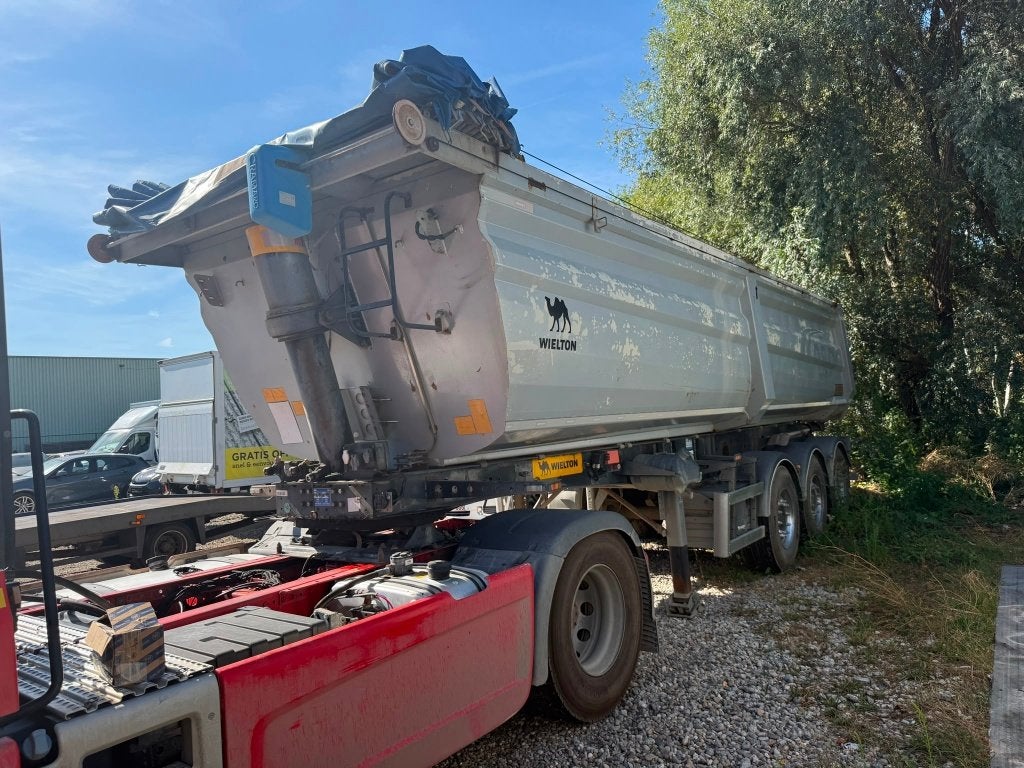 Wielton kippertrailer bj 2018 3 assen 26m3 hardox, Grijs, Aanhangers en Opleggers, Te koop, ABS