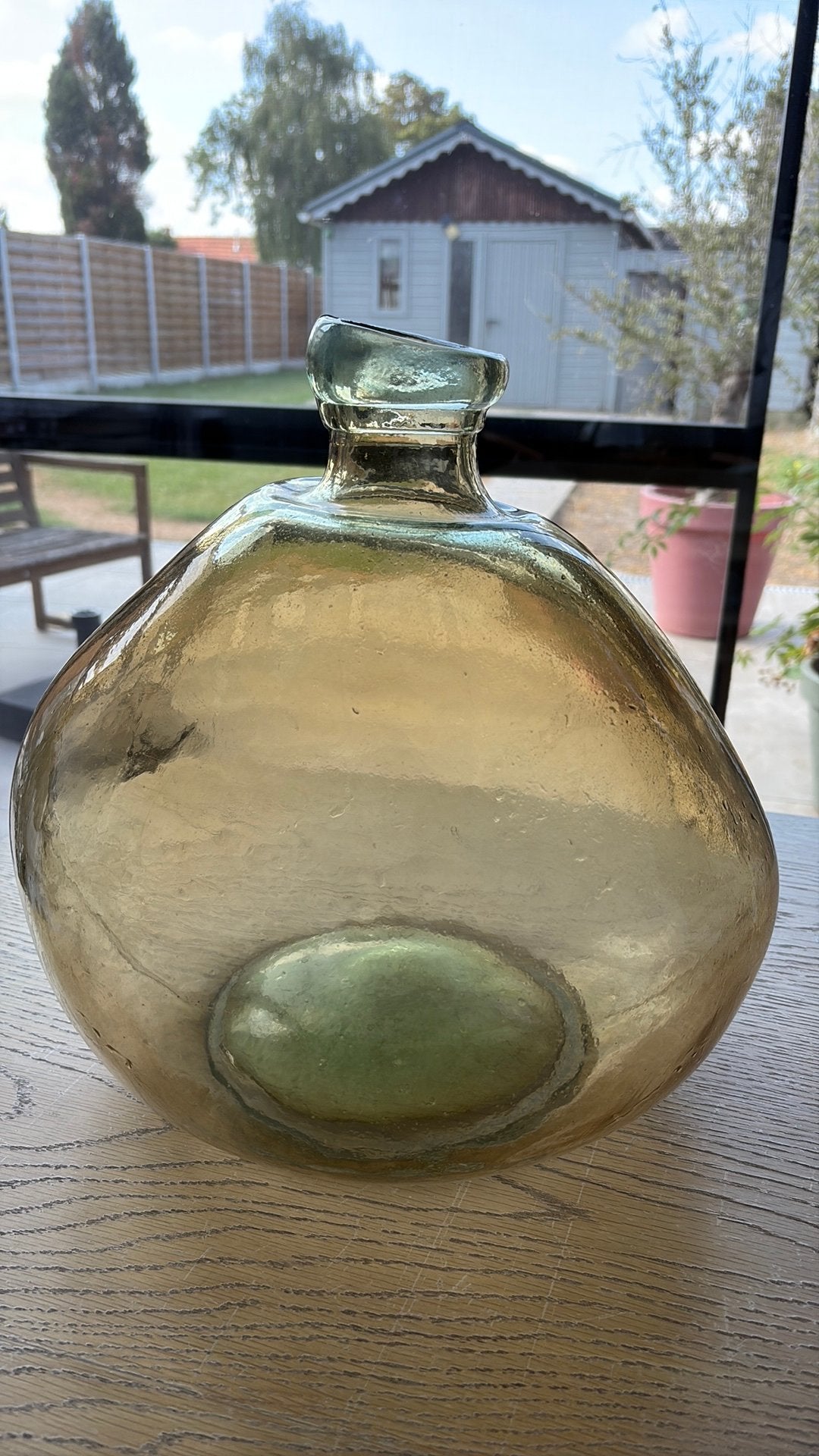 Vaas, Ophalen, 36 cm, Groen, Glas