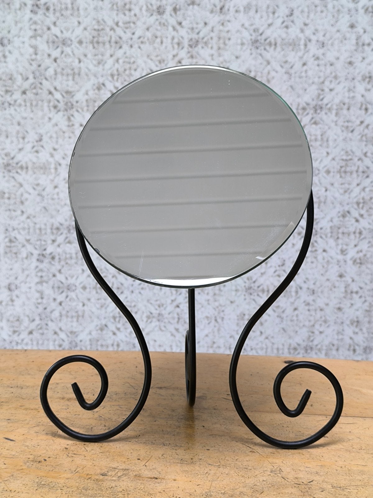 Ikea MYKEN Miroir de table en métal. (Vintage 1999)., Moins de 100 cm, Enlèvement, Utilisé, Ovale