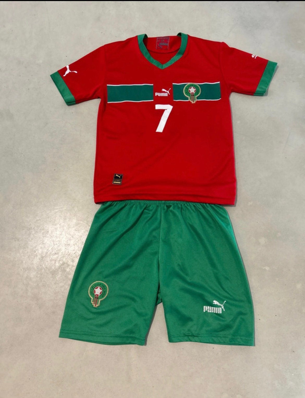 Marokko Ziyech #7- shirt maat-12 /short maat-12, Sport en Fitness, Voetbal, Ophalen, Gebruikt, Shirt