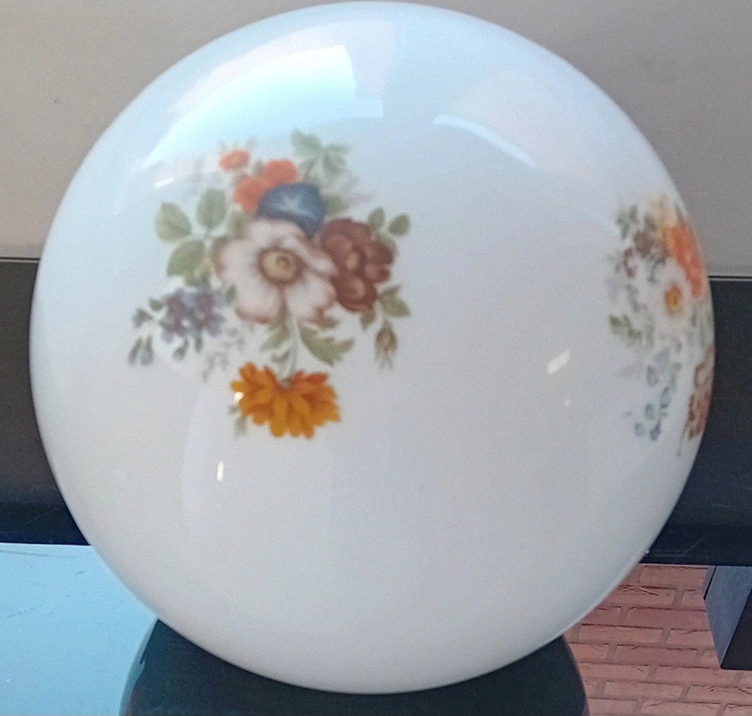 abat-jour vintage en verre sphérique blanc laiteux des année, Enlèvement ou Envoi