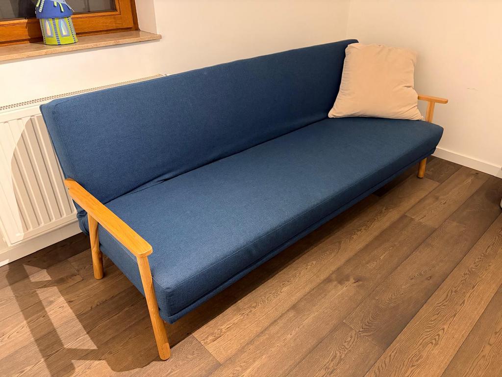 Vintage slaapbank blauw, Huis en Inrichting, Ophalen, Zo goed als nieuw
