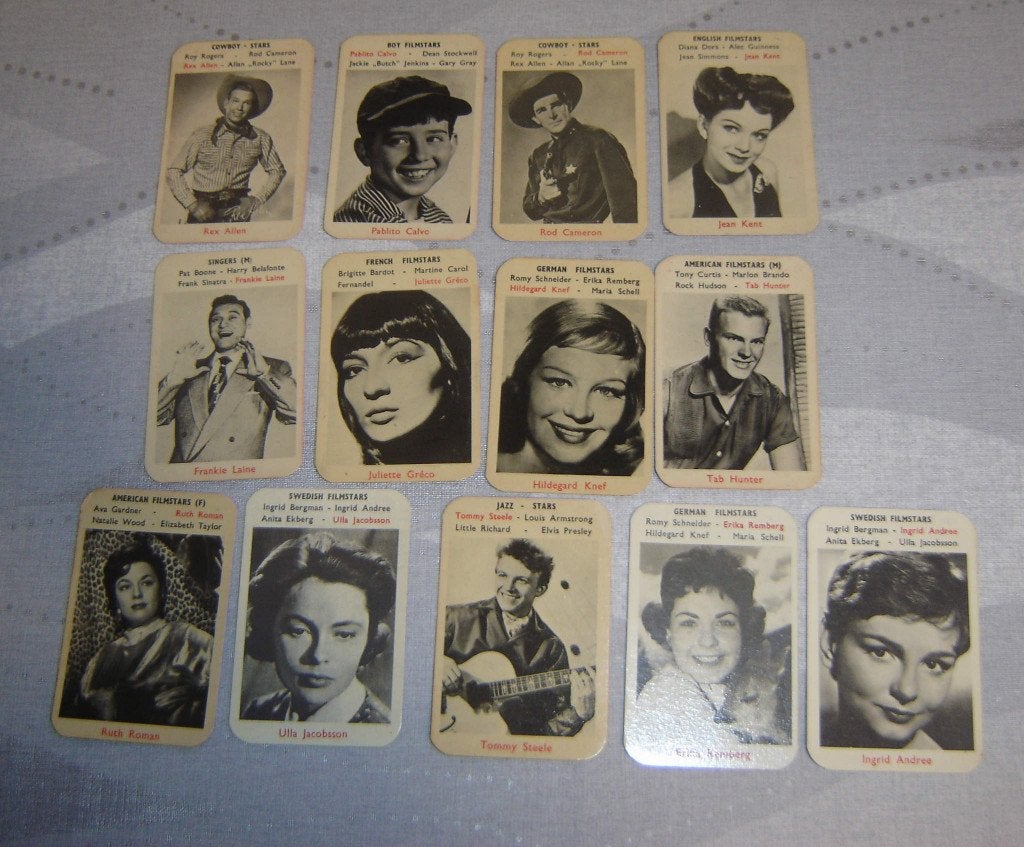Quatuor Chromos Filmstars Monty, 13e, Envoi, Utilisé, Jeu(x) des sept familles