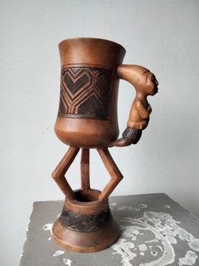 palm wine cup Kuba Congo tribal, Antiek en Kunst, Hout, Gesneden, Afrika, Overige typen