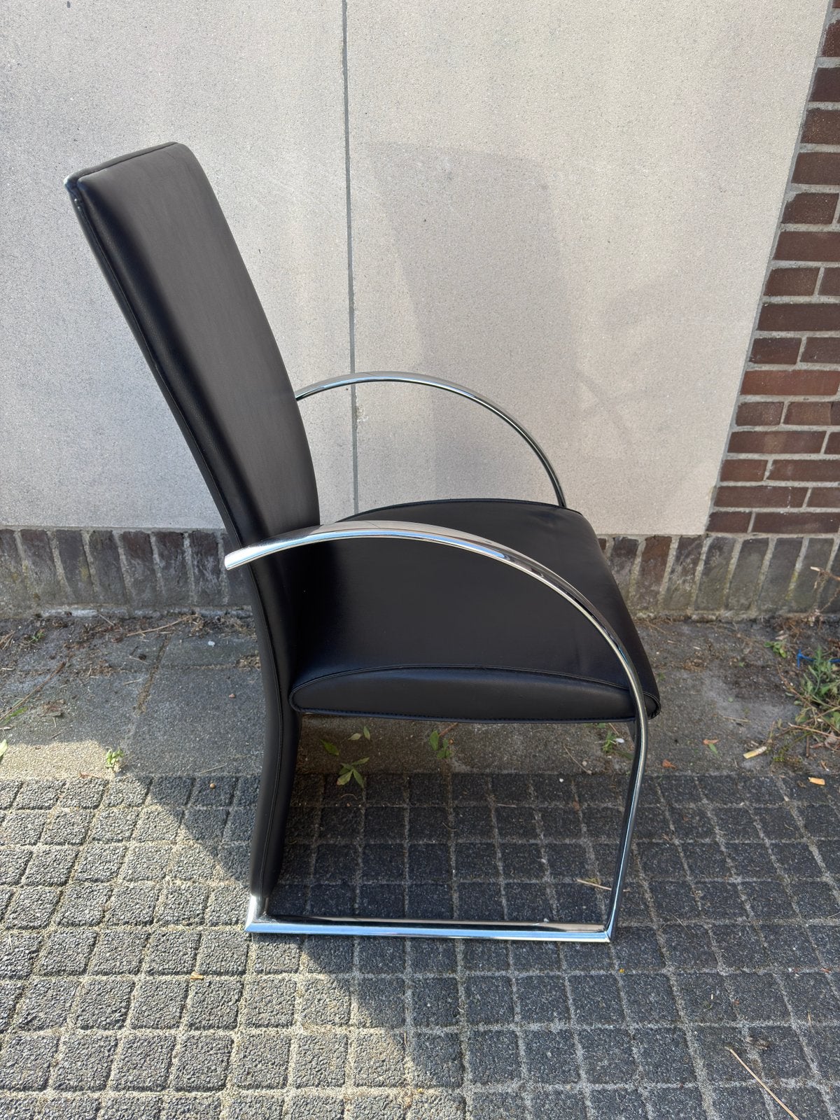 Chaises de salle à manger modernes en cuir noir, Synthétique, Enlèvement, Modern, Noir