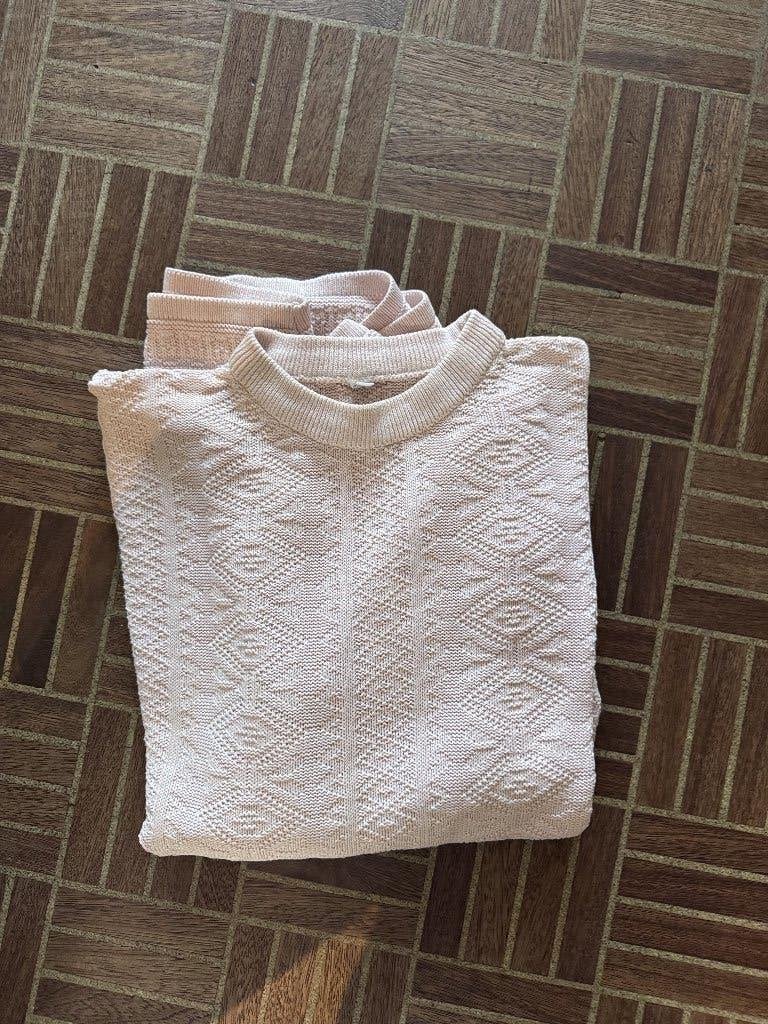 Vintage gebreide trui roos/wit, Kleding | Dames, Ophalen, Gedragen, Maat 38/40 (M), Wit