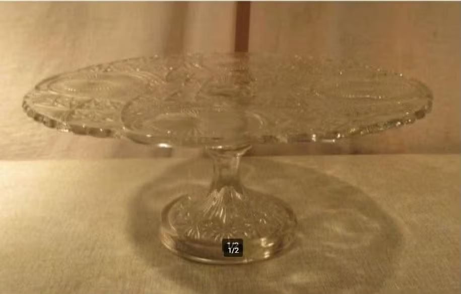 Belle assiette à gâteau en verre sur pied - 31 cm, Enlèvement ou Envoi