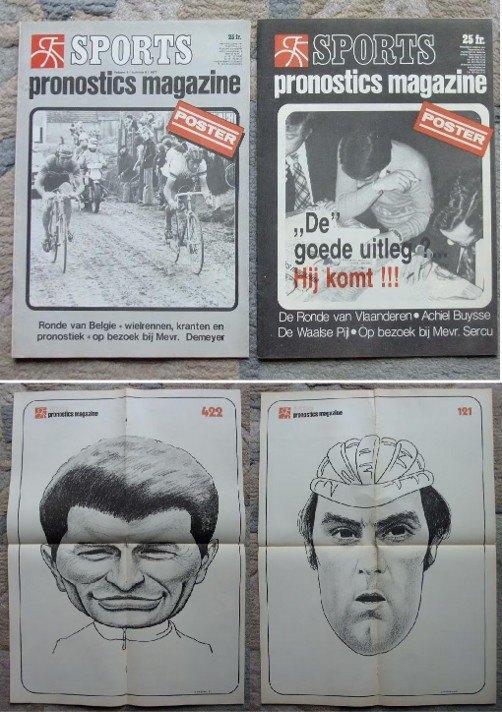 Ensemble de 2 pronostics sportifs '77 caricatures cyclistes, Enlèvement ou Envoi, Comme neuf