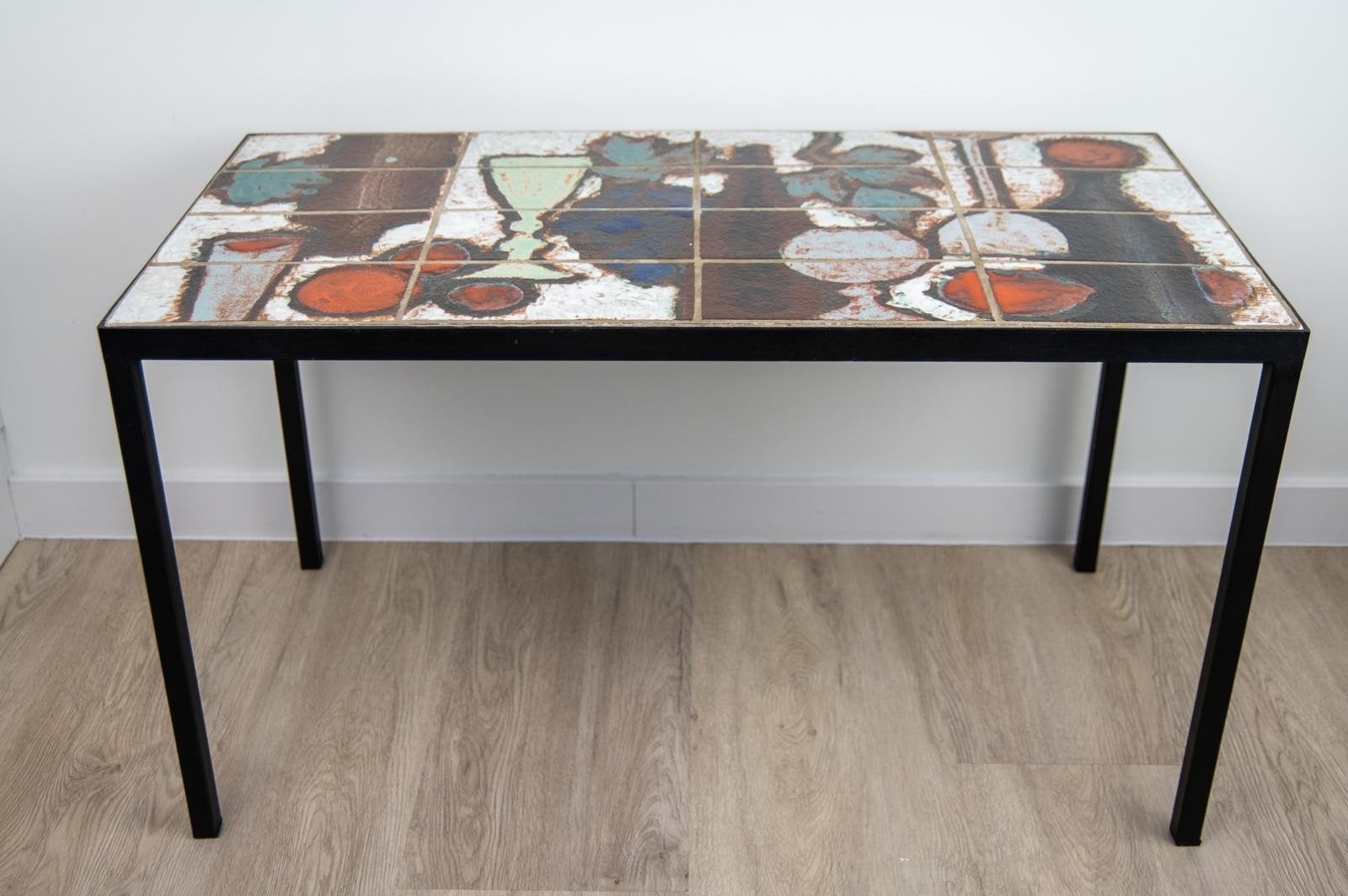 table basse rétro vintage avec plateau en céramique, Enlèvement