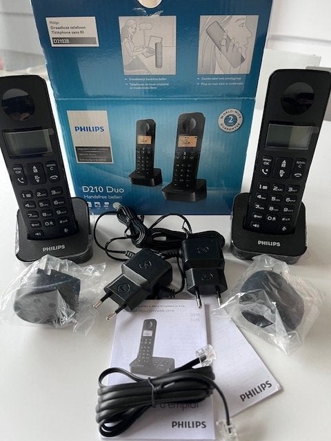 Duo Draadloze Telefoon - Handsfree (Philips D210), Telecommunicatie, Vaste telefoons | Handsets en Draadloos, Ophalen of Verzenden