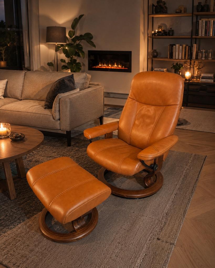 Stressless Consul Lederen zetel, Maison & Meubles, Enlèvement, Comme neuf, Bois