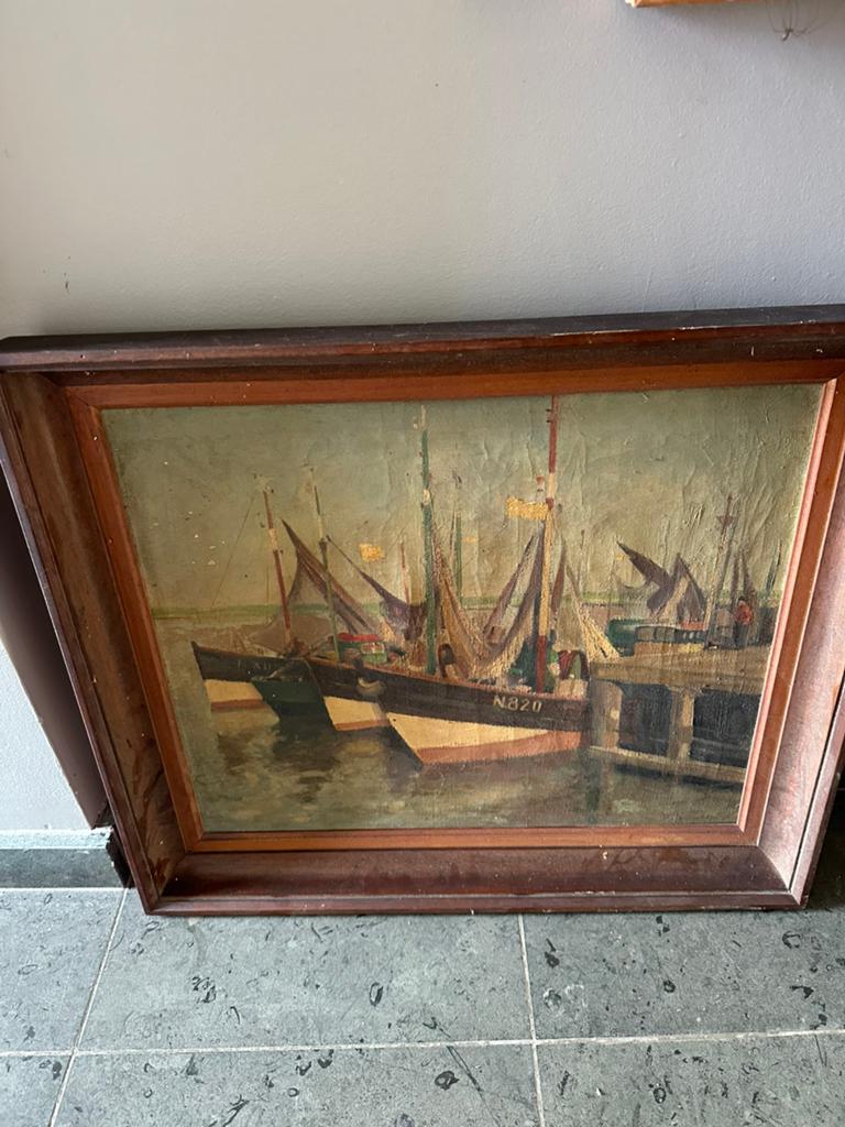 Visserboten in haven midden 20 ste eeuw, Antiek en Kunst, Ophalen