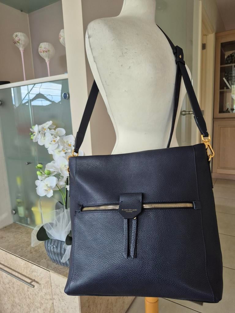 GIANNI CHIARINI FIRENZE  blauw LEDER handtas NIEUW, Handtassen en Accessoires, Tassen | Damestassen, Ophalen of Verzenden, Blauw