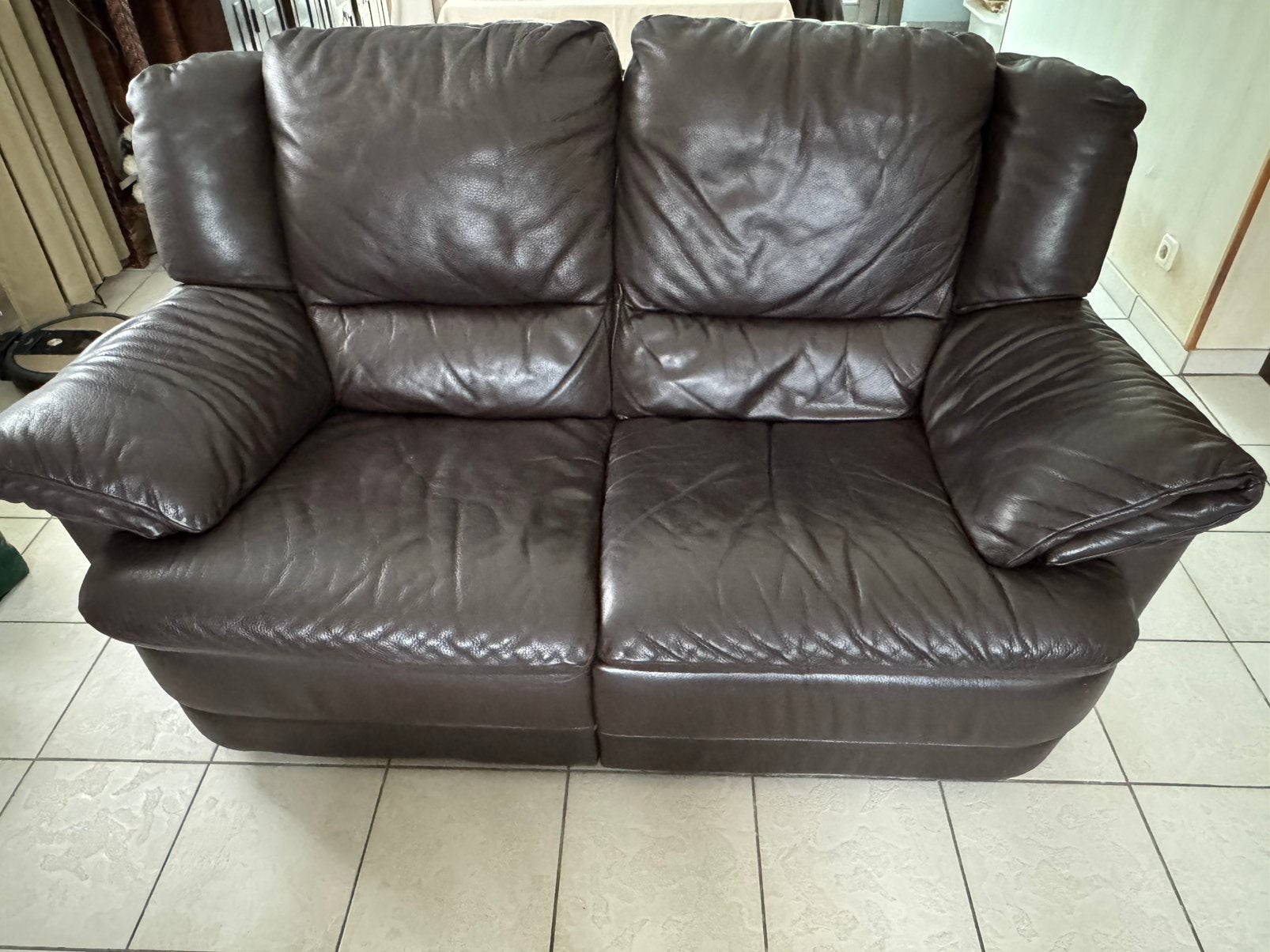 Lederen salon Natuzzi, Huis en Inrichting, Ophalen, Gebruikt, Overige maten, Leer