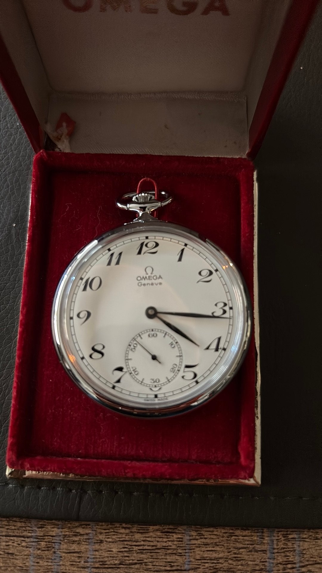 Prachtig Vintage Omega Genève Zakhorloge,Met Originele Doos, Ophalen, Zakhorloge, Omega