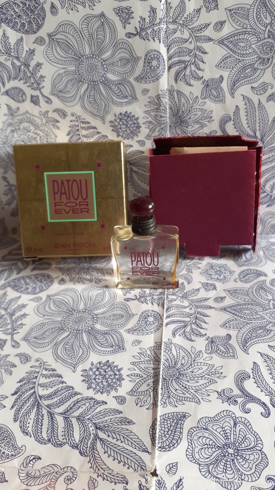 miniature de parfum vide patou for ever avec boite, Collections, Enlèvement ou Envoi, Utilisé, Miniature