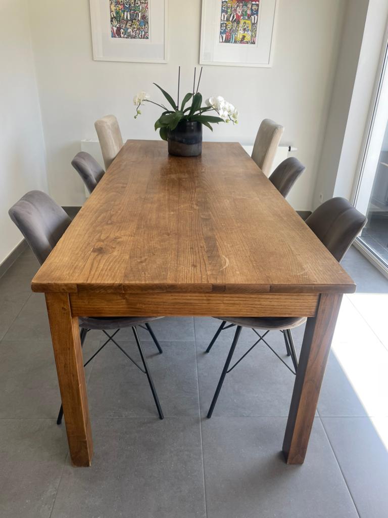 Belle table à manger en bois de châtaignier massif, Maison & Meubles, Enlèvement, Utilisé, 50 à 100 cm, Boerentafel