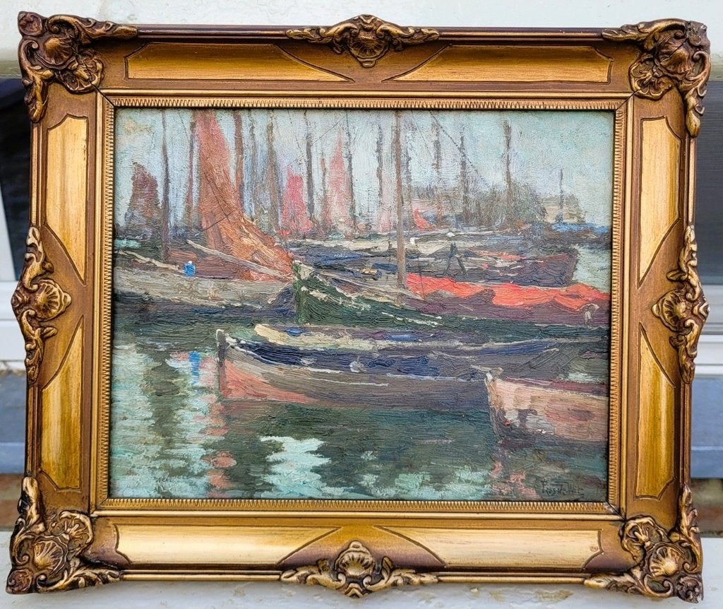 Prosper DE WIT, havengezicht, Antiquités & Art, Enlèvement ou Envoi, Panneau, Maritime / eau, Signé