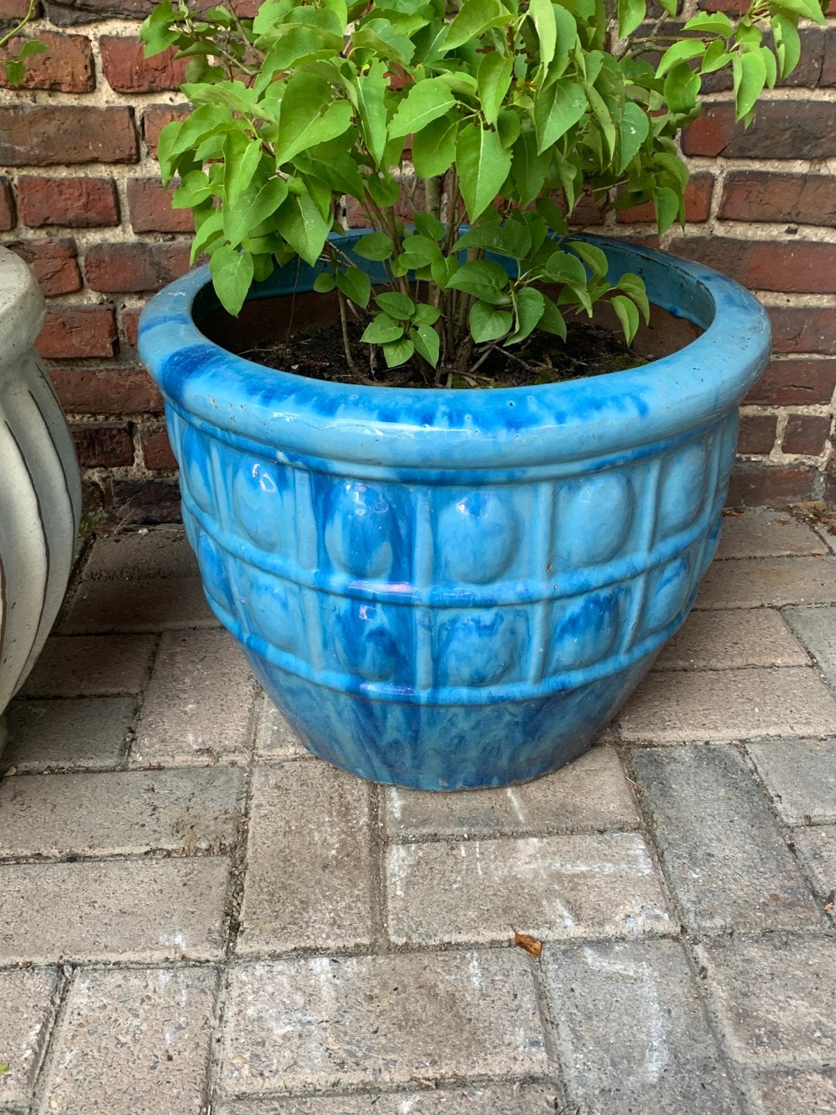 Blauwe grote tuinpot / bloempot, Ophalen, Zo goed als nieuw