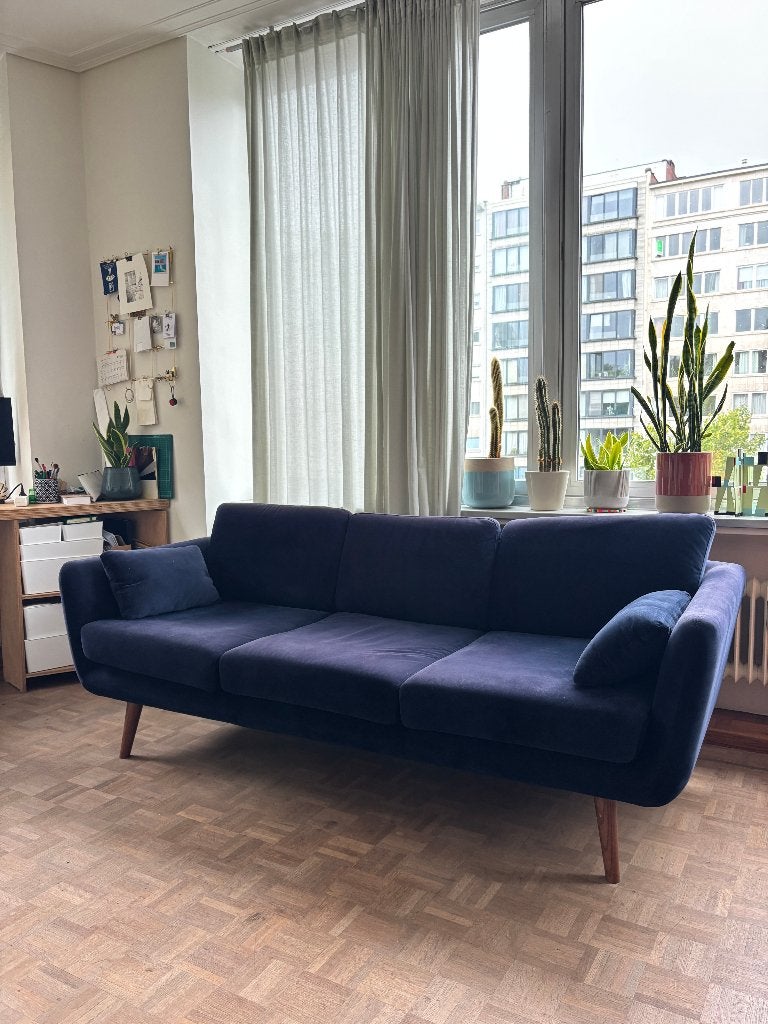 blauwe zetel 3-zit Sofacompany, Ophalen, Gebruikt, Driepersoons, 75 tot 100 cm
