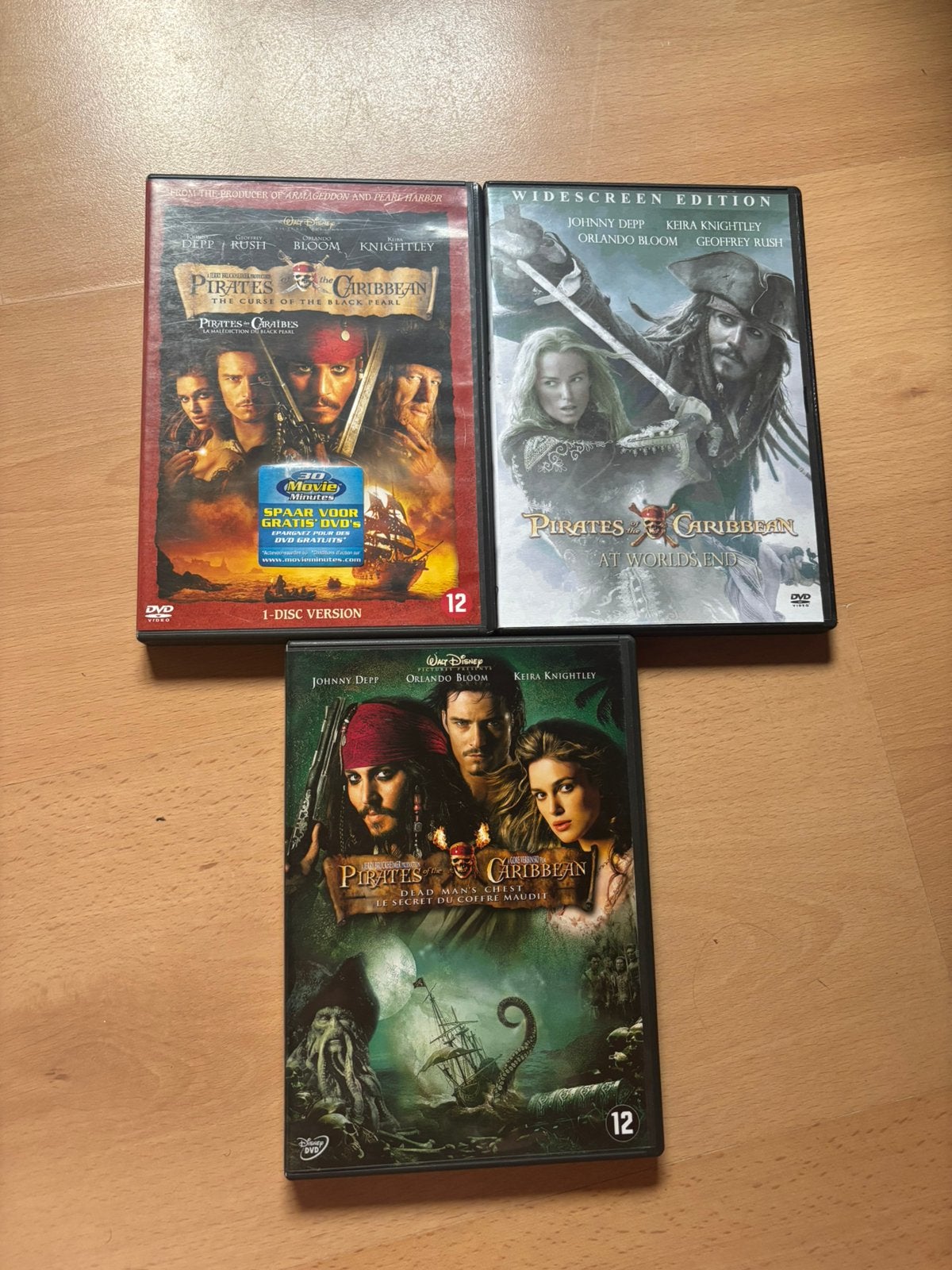 3 dvd’s Pirates of the caribbean, Cd's en Dvd's, Verzenden, Gebruikt