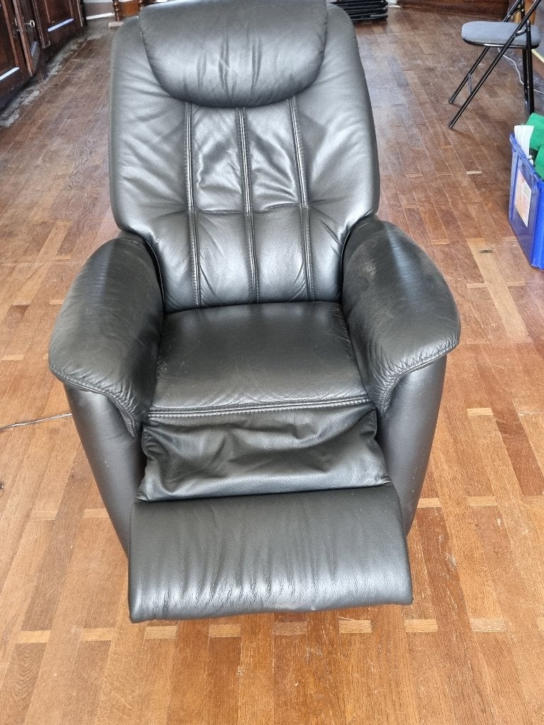 Elektrische Lederen Relaxzetel, Ophalen, Gebruikt, 75 tot 100 cm, Leer