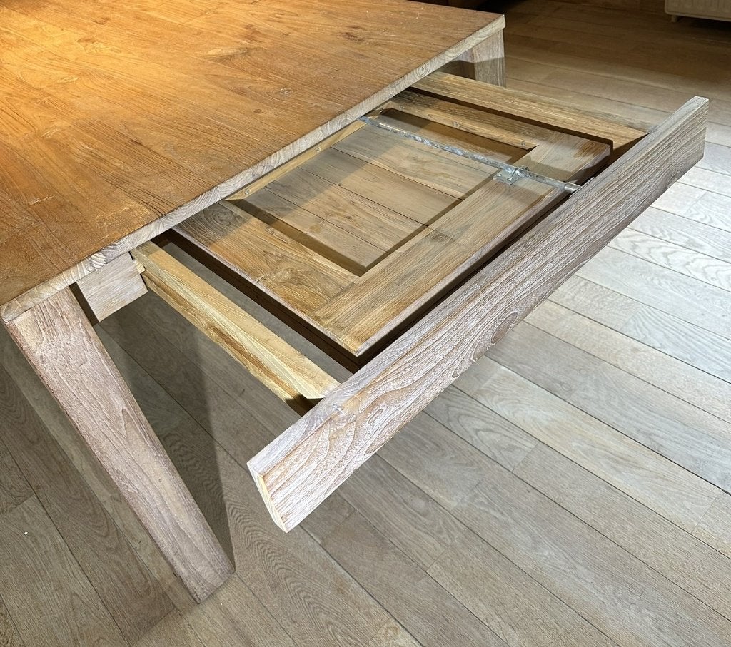 Uitrekbare Teak tafel, Ophalen, Teakhout, 200 cm of meer, 50 tot 100 cm