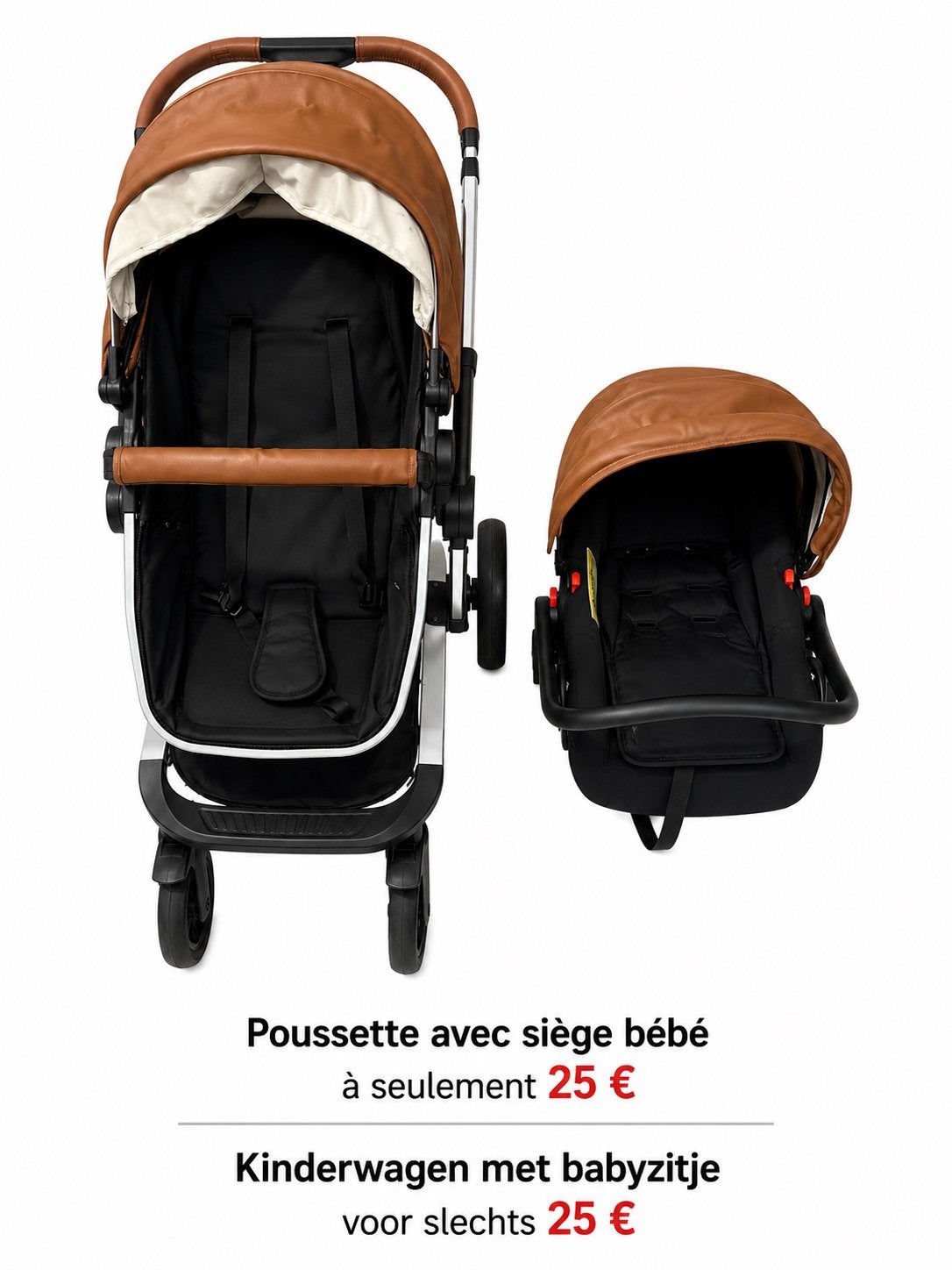 Poussette avec siege bebe, Enlèvement, Comme neuf, Poussette, Avec siège auto
