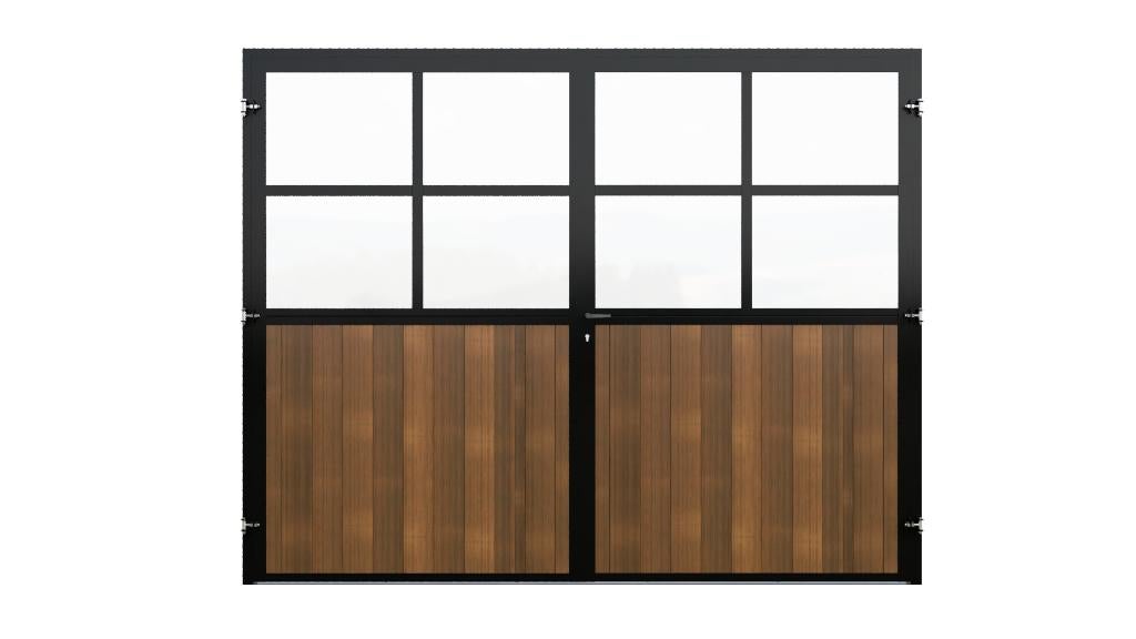 Dubbele draaideur met roedeverdeling en glas, Doe-het-zelf en Bouw, Glas en Ramen, Ophalen, Nieuw, Overige typen, Veiligheidsglas