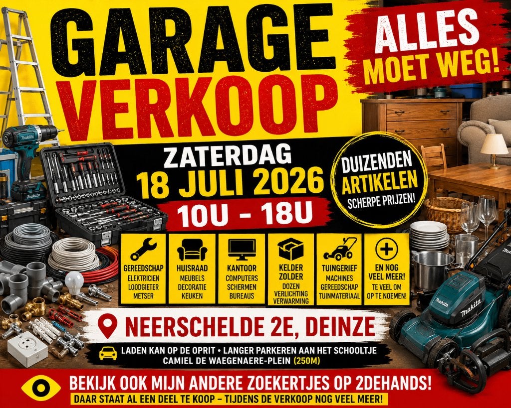 Vide-garage Deinze | Mobilier & outillage | Tout doit partir