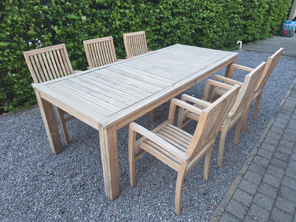 Zeer mooie teakhouten tuinset, Tuin en Terras, Ophalen, 6 zitplaatsen, Teakhout, Zo goed als nieuw