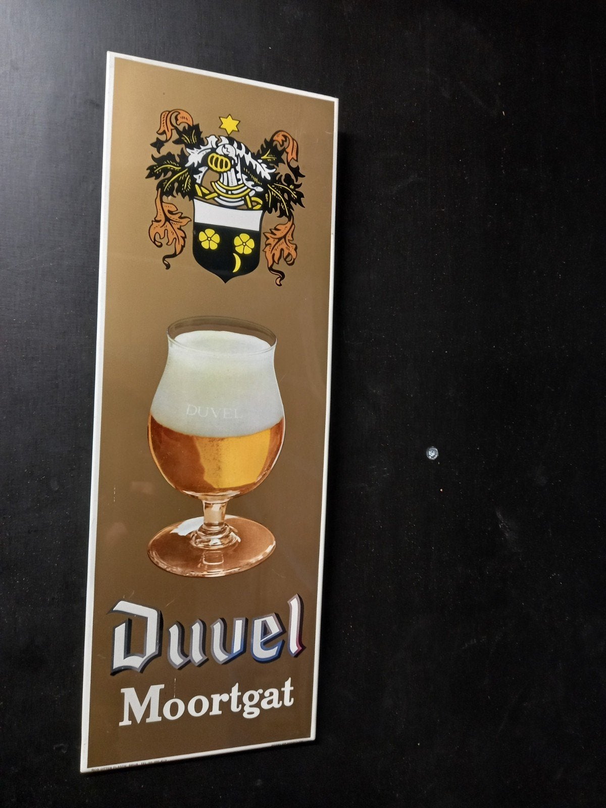 vintage Duvel reclamebord 1976, Enlèvement, Utilisé, Panneau publicitaire