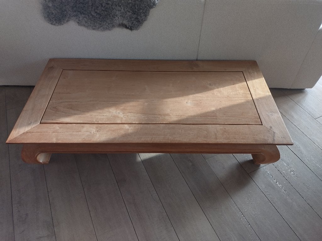 Opium salontafel in Oude Teak, Huis en Inrichting, Gebruikt, Teakhout, 50 tot 100 cm, 150 tot 200 cm